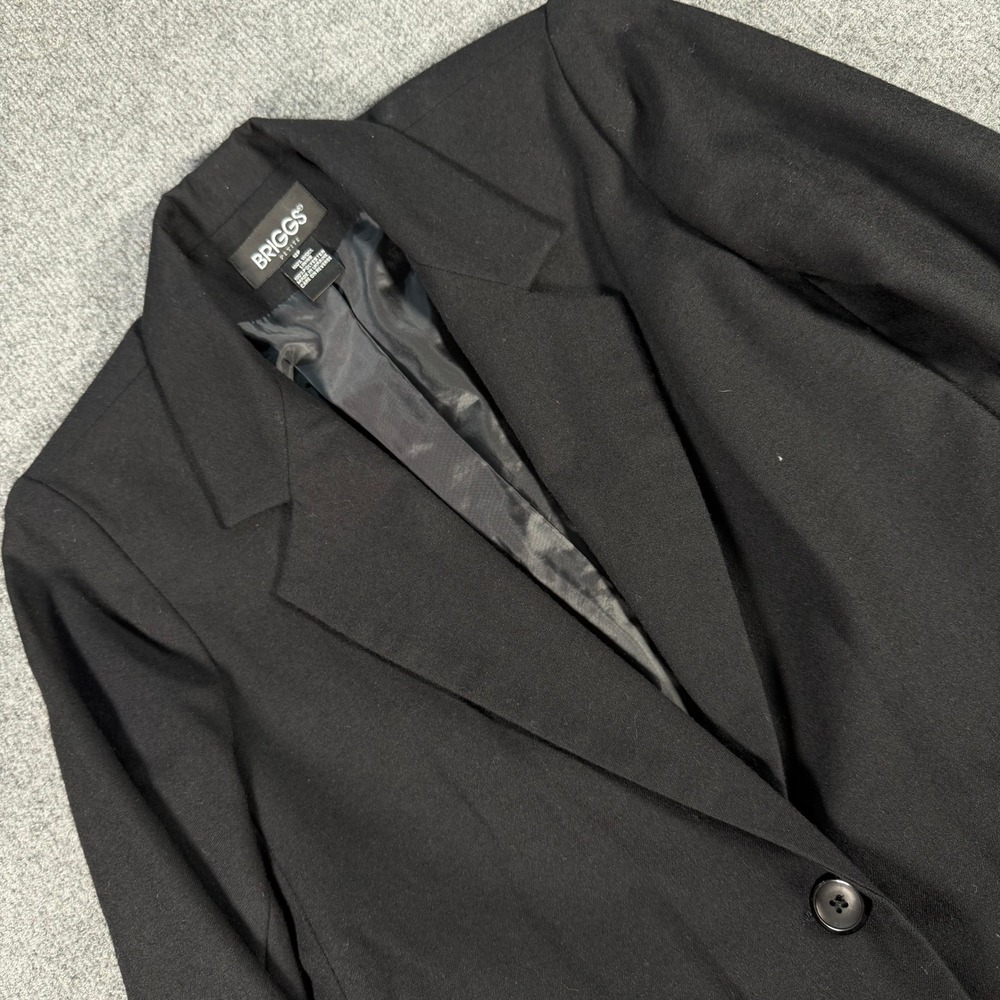 Briggs Petite Women 12P Black 100% Wool Single Button Blazer Jacket Career